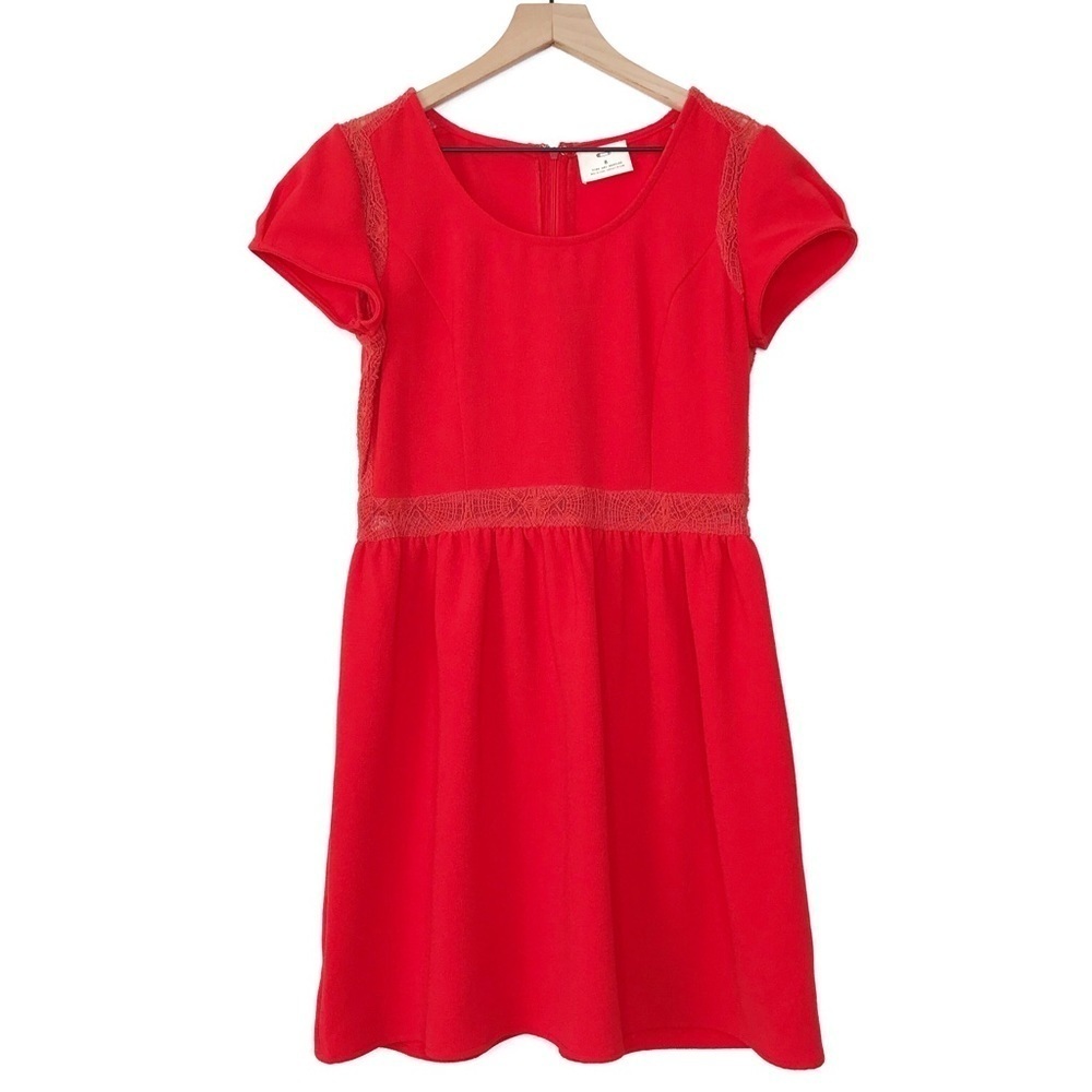 URBAN OUTFITTERS PINS & NEEDLES Flame Orange Lace Cut Out Dress 8